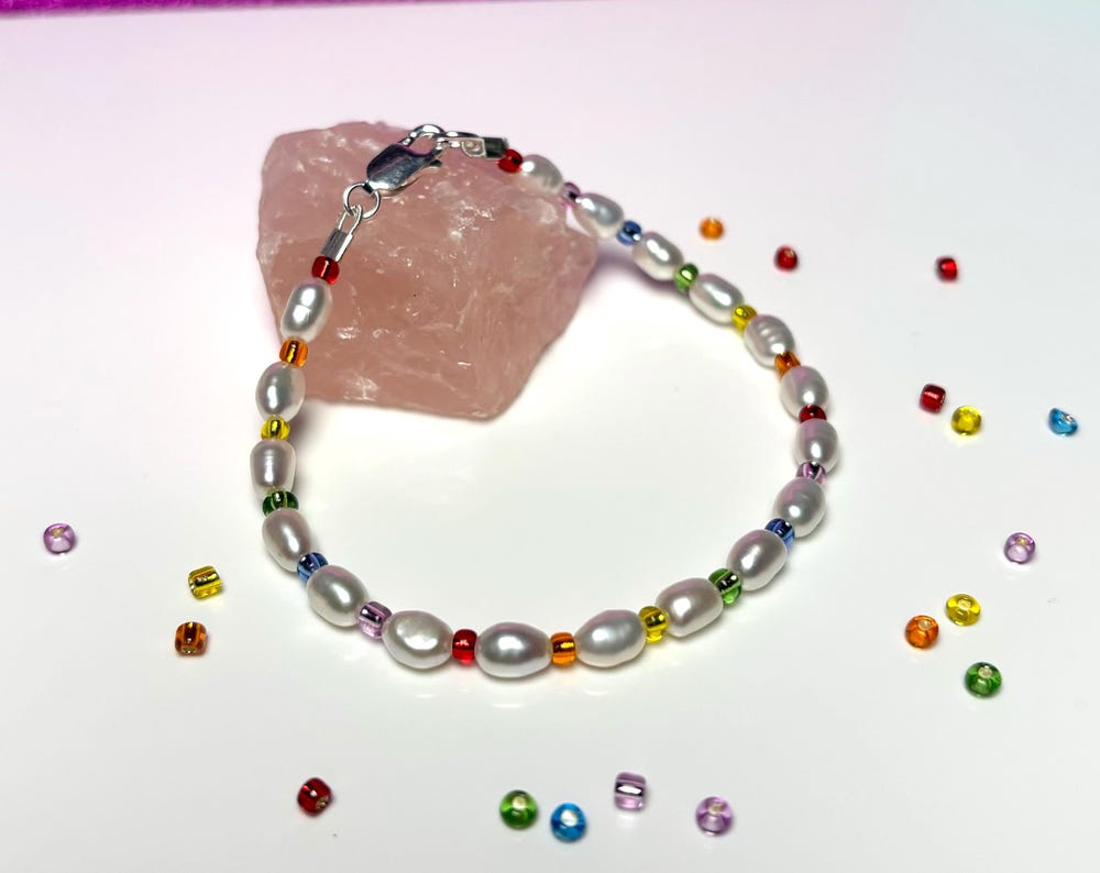 Sterling Silver Cultured Rice Pearl Bracelet